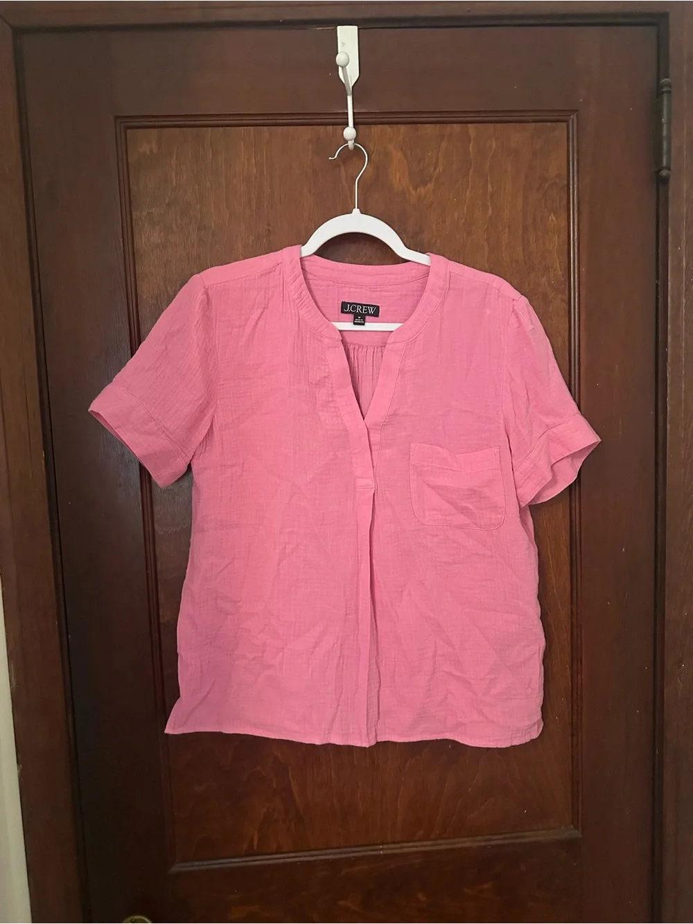 J. Crew V-Neck Soft Double-Gauze Popover Top M